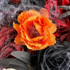 Artificial Halloween Flowers Arrangement Set – Orange Black Red Silk Peonies & Roses Combo Box, DIY Faux Flower Bouquet for Wedding, Party Table Centerpieces, Fall Home Decor & Floral Crafts