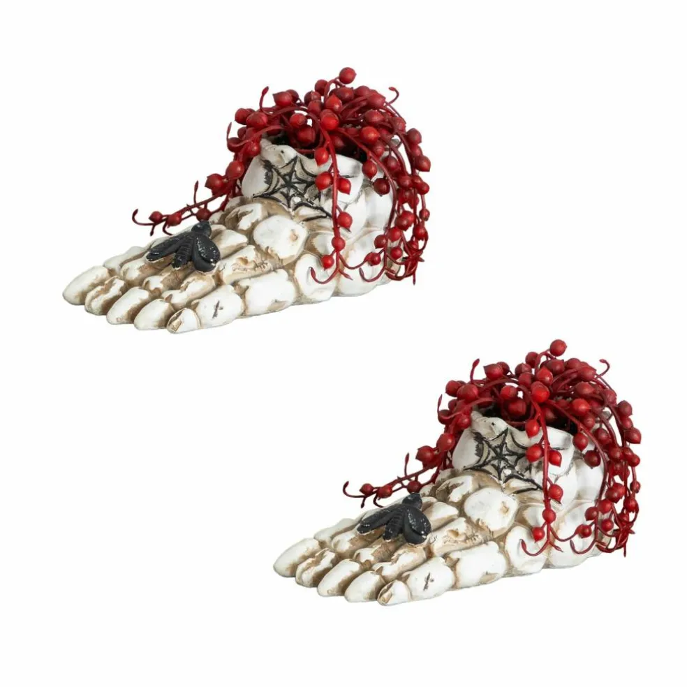 3" Artificial Halloween String of Pearls in Skeleton Foot Planters, 2ct.