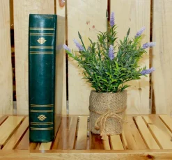 14" Artificial Lavender in Burlap Pot