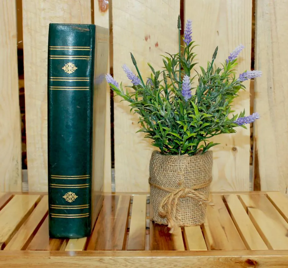 14" Artificial Lavender in Burlap Pot