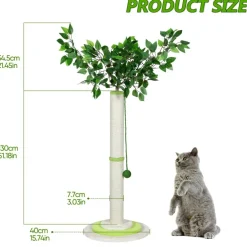 Artificial Leaf Cat Scratching Post, Sisal Tall Cat Scratcher with Hanging Play Ball