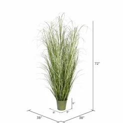 Artificial Native Green Grass in Iron Pot