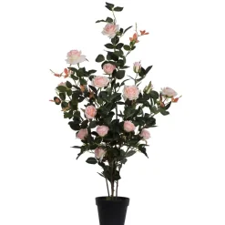 45" Artificial Pink Rose Plant in Pot