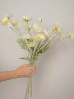 Artificial Poppy Silk Flowers, 2-Pack Faux Silk Poppy Flower Stems with Flocked Greenery