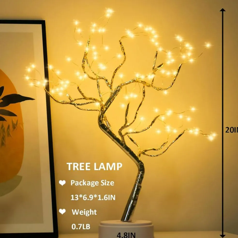 20" Artificial Tabletop Bonsai Tree Light Lamp - 108 LED (Warm White)