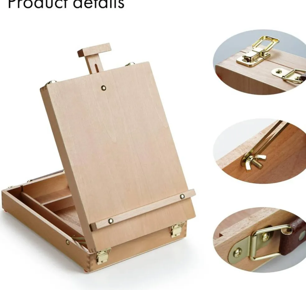 ARTIFY Adjustable Beechwood Tabletop Painting Easel, Table Sketch Box Easel, Desktop Artist Easel for Drawing (Easel Box)
