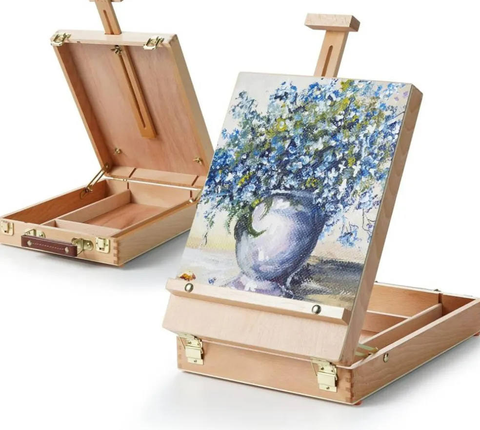 ARTIFY Adjustable Beechwood Tabletop Painting Easel, Table Sketch Box Easel, Desktop Artist Easel for Drawing (Easel Box)