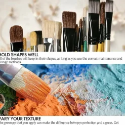 ARTIFY 10 Pieces Paint Brush Set, Intermediate Series, Includes a Carrying Case, Premium Hog Bristle Brushes for Acrylic and Oil Painting (Green - Hog Bristle)