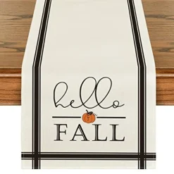 Artoid Mode Hello Fall Pumpkin Table Runner, Seasonal Harvest Vintage Thanksgiving Kitchen Dining Table Decoration for Indoor Outdoor Home Party Decor 13 x 72 Inch