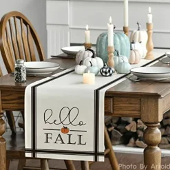 Artoid Mode Hello Fall Pumpkin Table Runner, Seasonal Harvest Vintage Thanksgiving Kitchen Dining Table Decoration for Indoor Outdoor Home Party Decor 13 x 72 Inch
