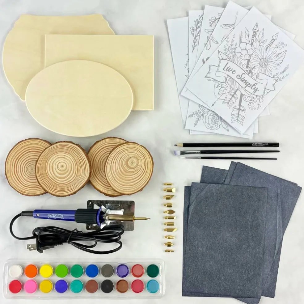 ArtSkills® 55 Piece Beginners Wood Burning Kit with Wood Rounds