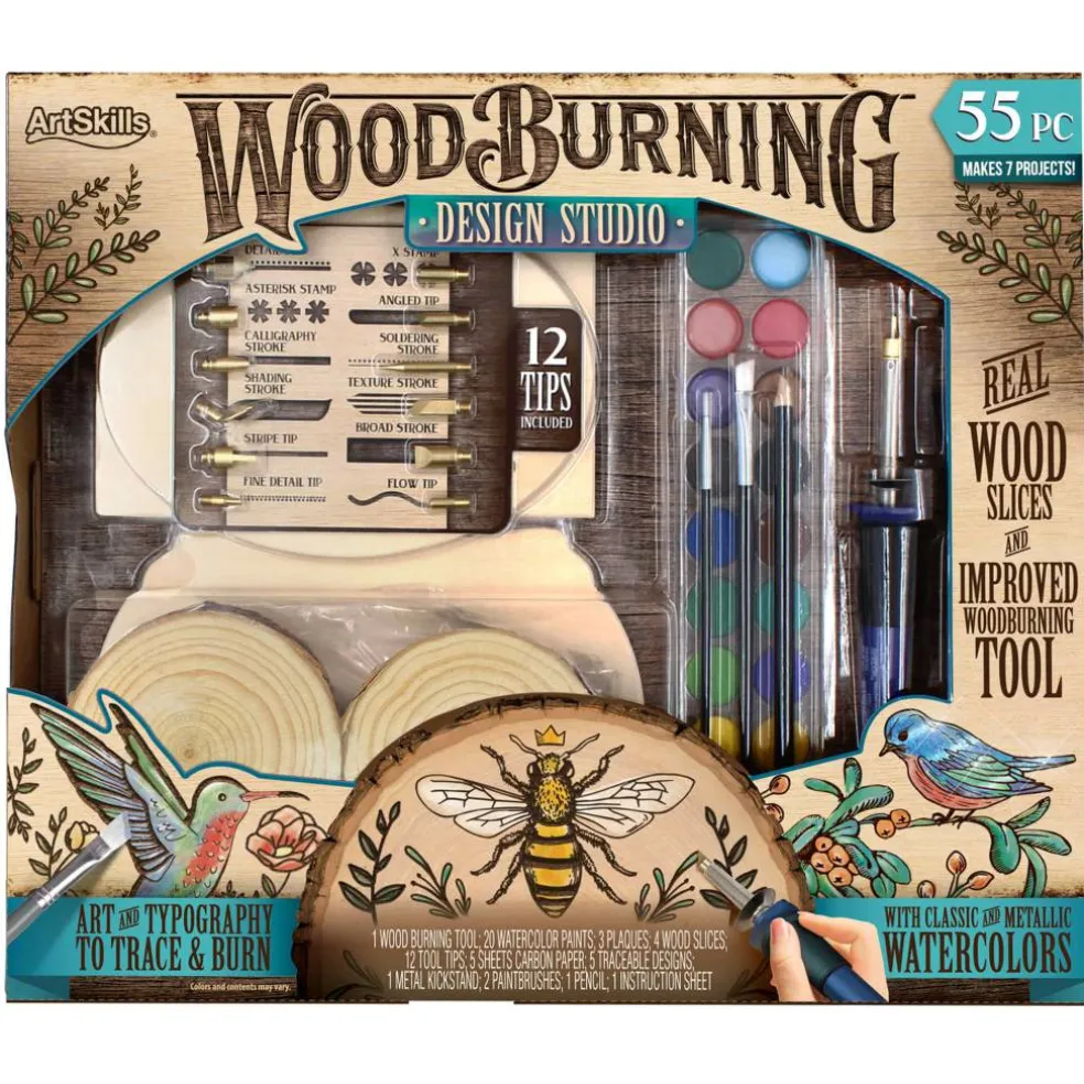 ArtSkills® 55 Piece Beginners Wood Burning Kit with Wood Rounds