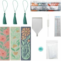 Artsy Flowers 3-Piece Diamond Art Bookmark Kit by Make Market®