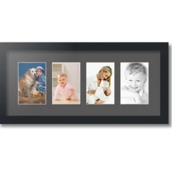 ArtToFrames Collage Photo Picture Frame with 4 - 4x6 inch Openings, Framed in Black with Over 62 Mat Color Options and Plexi Glass (CSM-3926-14)