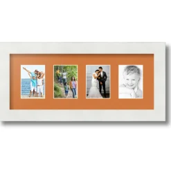 ArtToFrames Collage Photo Picture Frame with 4 - 2.5x3.5 inch Openings, Framed in White with Over 62 Mat Color Options and Regular Glass (CSM-3966-20)