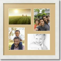 ArtToFrames Collage Photo Picture Frame with 4 - 5x7 inch Openings, Framed in White with Over 62 Mat Color Options and Plexi Glass (CSM-3966-179)