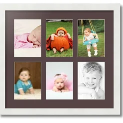 ArtToFrames Collage Photo Picture Frame with 6 - 5x7 inch Openings, Framed in White with Over 62 Mat Color Options and Plexi Glass (CSM-3966-2041)
