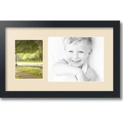 ArtToFrames Collage Photo Picture Frame with 1 - 5x7, 8x10 inch Openings, Framed in Black with Over 62 Mat Color Options and Regular Glass (CSM-3926-166)