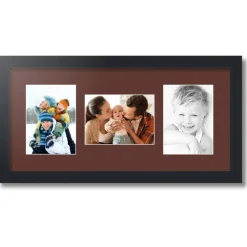 ArtToFrames Collage Photo Picture Frame with 3 - 5x7 inch Openings, Framed in Black with Over 62 Mat Color Options and Plexi Glass (CSM-3926-114)