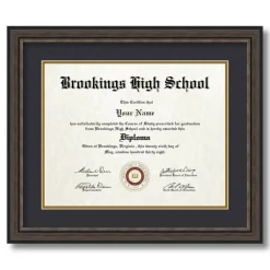 ArtToFrames 11x14 inch Diploma Frame - Framed with Black and Gold Mats, Comes with Regular Glass and Sawtooth Hanger for Wall Hanging (D-11x14)