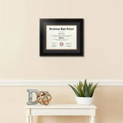 ArtToFrames 11x14 inch Diploma Frame - Framed with Black and Gold Mats, Comes with Regular Glass and Sawtooth Hanger for Wall Hanging (D-11x14)