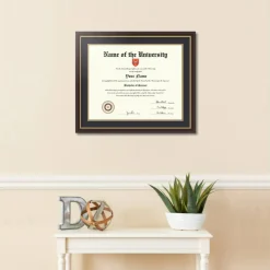 ArtToFrames 16x20 inch Diploma Frame - Framed with Black and Gold Mats, Comes with Regular Acrylic and Sawtooth Hanger for Wall Hanging (D-16x20)