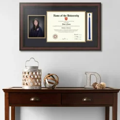 ArtToFrames 11x14 inch Diploma Frame with 5x7 Inch Image Opening and Tassel Opening - Framed with Black and Gold Mats, Comes with Regular Acrylic and Sawtooth Hanger for Wall Hanging (DIT-11x14)