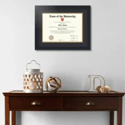 ArtToFrames 10x14 inch Diploma Frame - Framed with Black and Gold Mats, Comes with Regular Glass and Sawtooth Hanger for Wall Hanging (D-10x14)