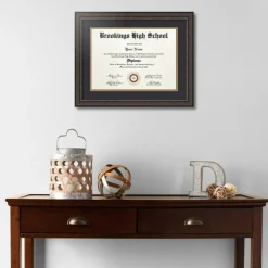 ArtToFrames 10x14 inch Diploma Frame - Framed with Black and Gold Mats, Comes with Regular Glass and Sawtooth Hanger for Wall Hanging (D-10x14)