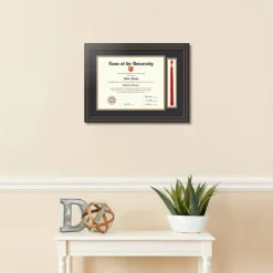 ArtToFrames 11x14 inch Diploma Frame with Tassel Opening - Framed with Black and Gold Mats, Comes with Regular Acrylic and Sawtooth Hanger for Wall Hanging (DT-11x14)