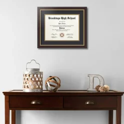 ArtToFrames 9x12 inch Diploma Frame - Framed with Black and Gold Mats, Comes with Regular Glass and Sawtooth Hanger for Wall Hanging (D-9x12)