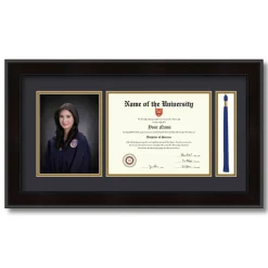 ArtToFrames 8x10 inch Diploma Frame with 6x8 Inch Image Opening and Tassel Opening - Framed with Black and Gold Mats, Comes with Regular Acrylic and Sawtooth Hanger for Wall Hanging (DIT-8x10)