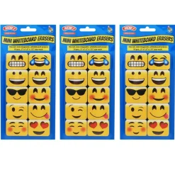 Ashley Productions Non-Magnetic Mini Emotions Icons Whiteboard Erasers, 3 Packs of 10