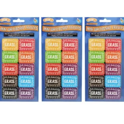 Ashley Productions Non-Magnetic Mini Chalk Loop Whiteboard Erasers, 3 Packs of 10