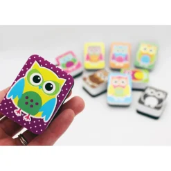 Ashley Productions Non-Magnetic Mini Color Owls Whiteboard Erasers, 3 Packs of 10