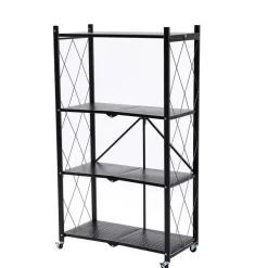 Assembled Black Foldable Metal Storage Shelving Unit