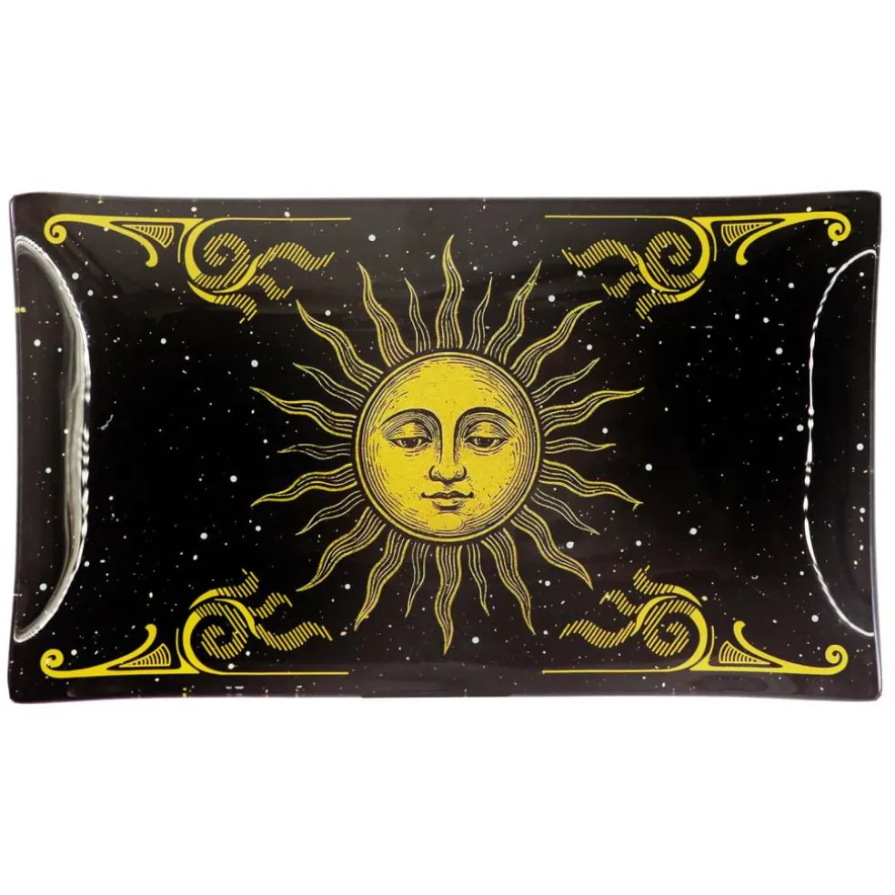 Assorted 8" Black & Gold Celestial Glass Plate, 1pc. by Ashland®