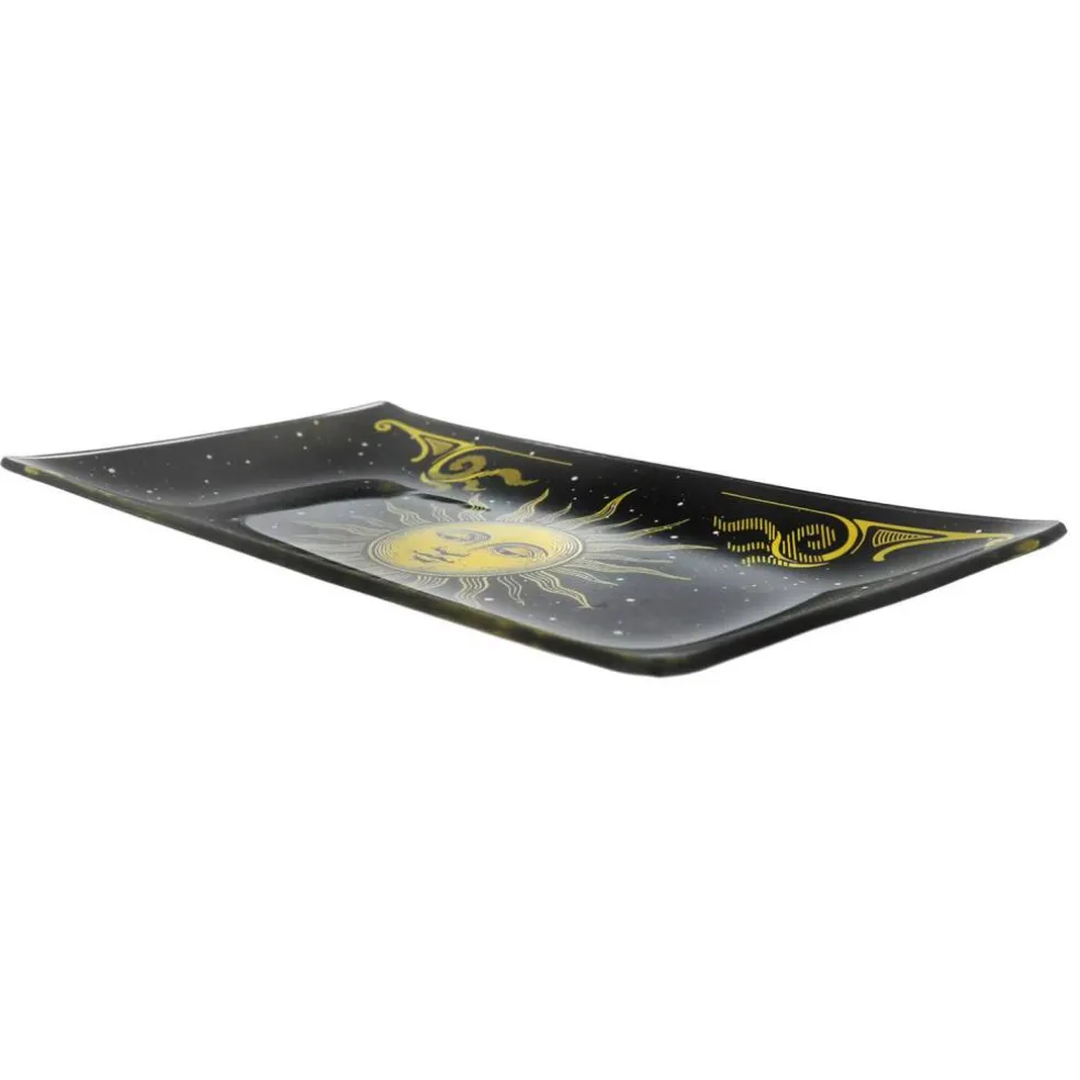 Assorted 8" Black & Gold Celestial Glass Plate, 1pc. by Ashland®