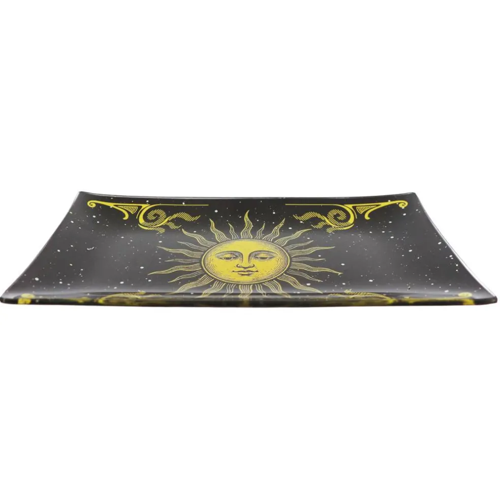 Assorted 8" Black & Gold Celestial Glass Plate, 1pc. by Ashland®