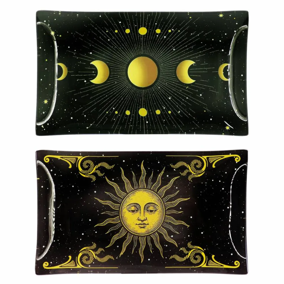 Assorted 8" Black & Gold Celestial Glass Plate, 1pc. by Ashland®