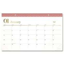 AT-A-GLANCE 17.75 in. x 11 in. 12-Month (Jan-Dec 2026) Workstyle Compact Deskpad - White Sheets/Pink Headband/Clear Corners