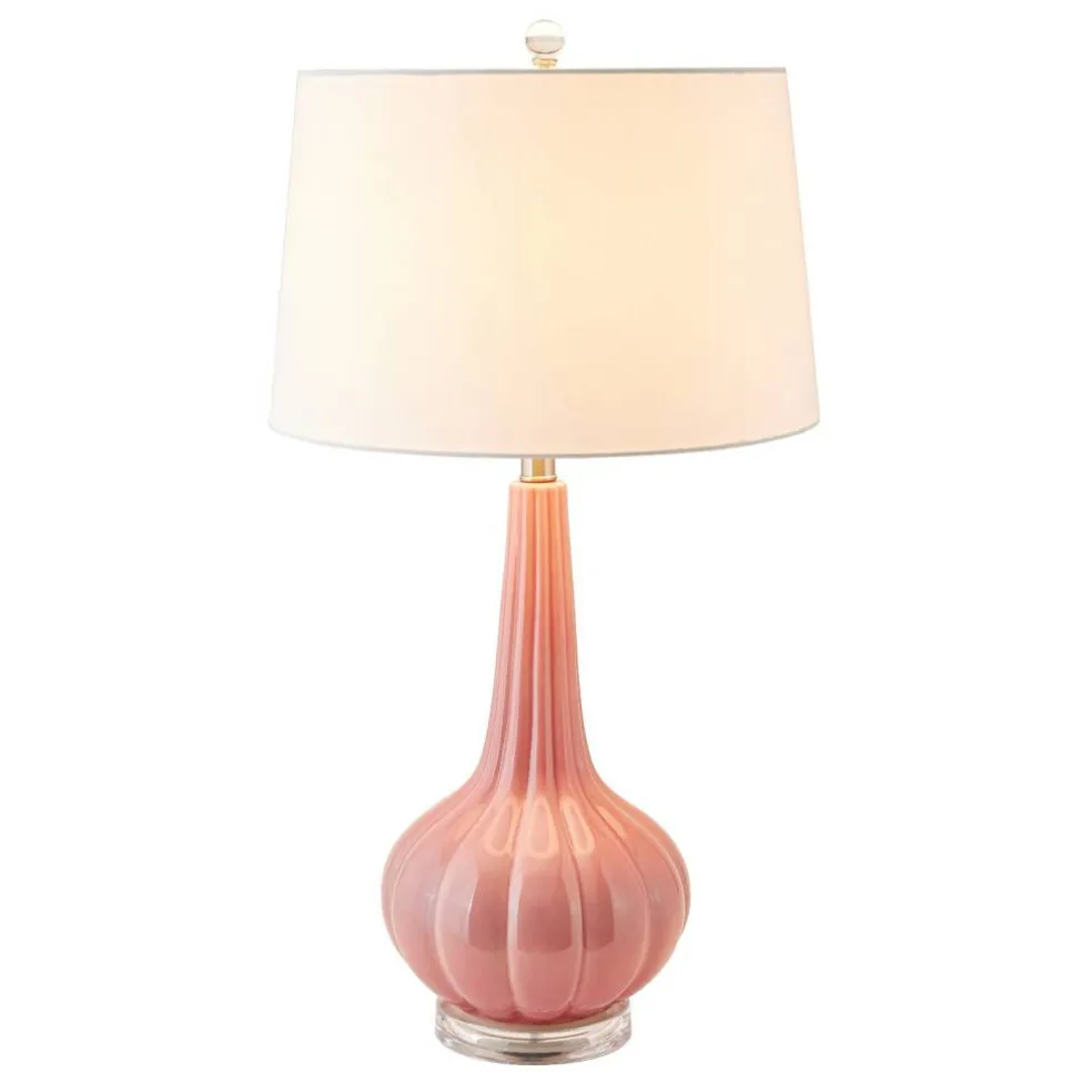 Atlas Lighting and Home Gourd Shaped Table Lamp with Tapered Shade - 30" - Pink