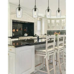 Atlas Lighting and Home Hanging Mini Pendant Ceiling Light Fixture with Hammered Glass Shade - 10"