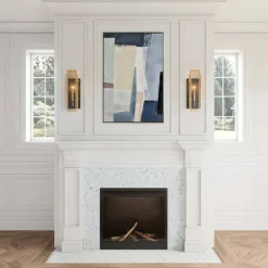 Atlas Lighting and Home 1-Light Open Vertical Frame Wall Sconce - 17" - Matte Black and Gols