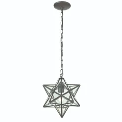 Atlas Lighting and Home Moravian Star Mini Hanging Ceiling Pendant Light - 10" - Oil Rubbed Bronze Finish