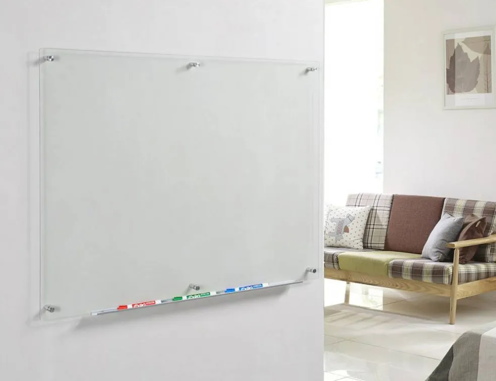 Audio-Visual Direct Clear Glass Dry-Erase Board Set - Includes Hardware & Marker Tray