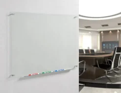 Audio-Visual Direct Clear Glass Dry-Erase Board Set - Includes Hardware & Marker Tray