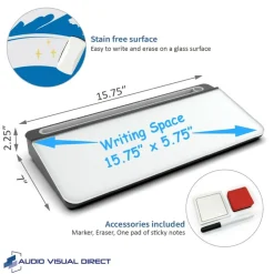 Audio-Visual Direct - Glass Desktop Computer Keyboard Whiteboard Notepad Set