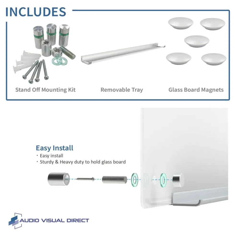 Audio-Visual Direct Magnetic Calendar Glass Dry Erase Board Set - Monthly Planner