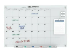Audio-Visual Direct Magnetic Calendar Glass Dry Erase Board Set - Monthly Planner